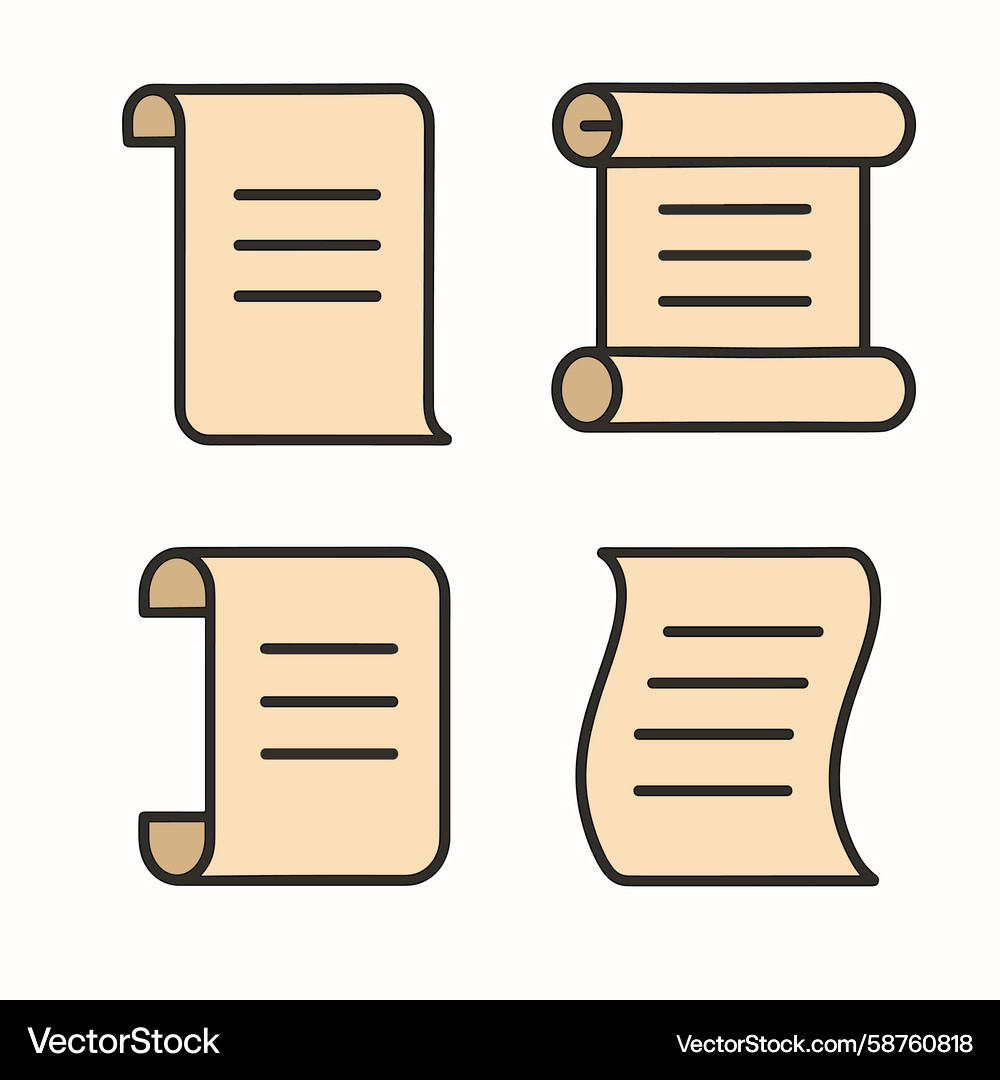 Handwritten Scroll Icon Set Vector Image