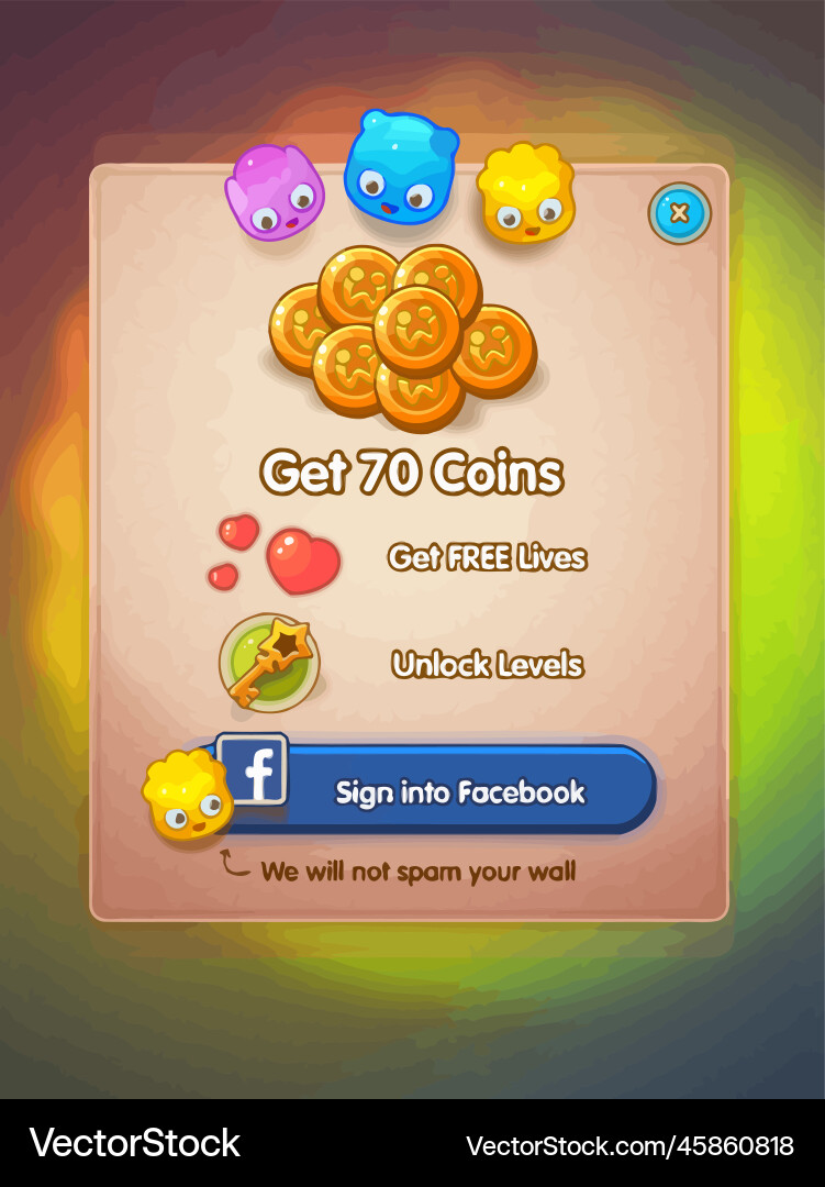 Komplettes Set von Level-Taste Spiel ui Pop-up-Symbol vektorbild