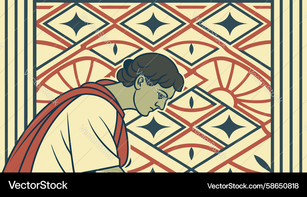 Man in ancient garb with abstract pattern design Vector Image