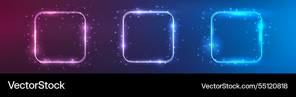 Neon double rounded square frame with shining Neon double rounded square frame with shining vector image