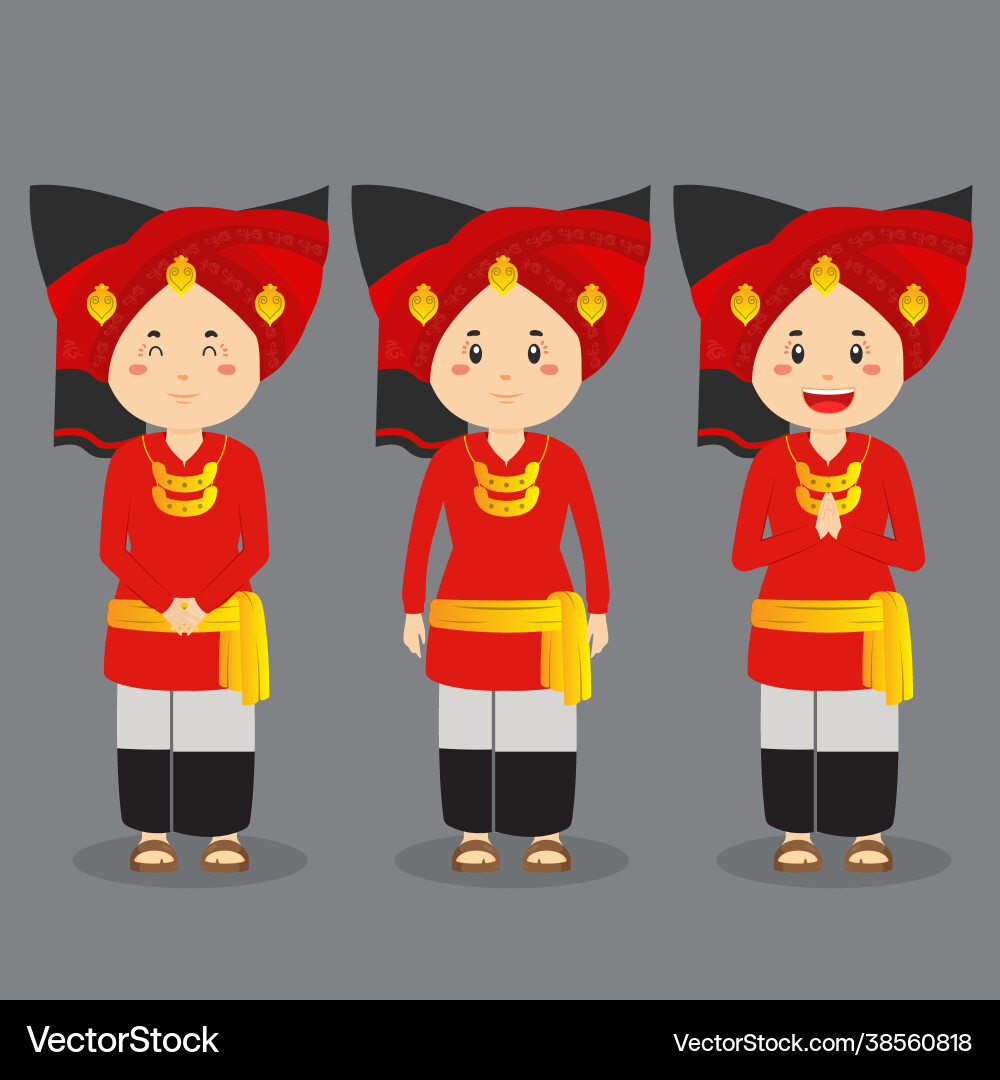 North sumatra character with various expression Vector Image