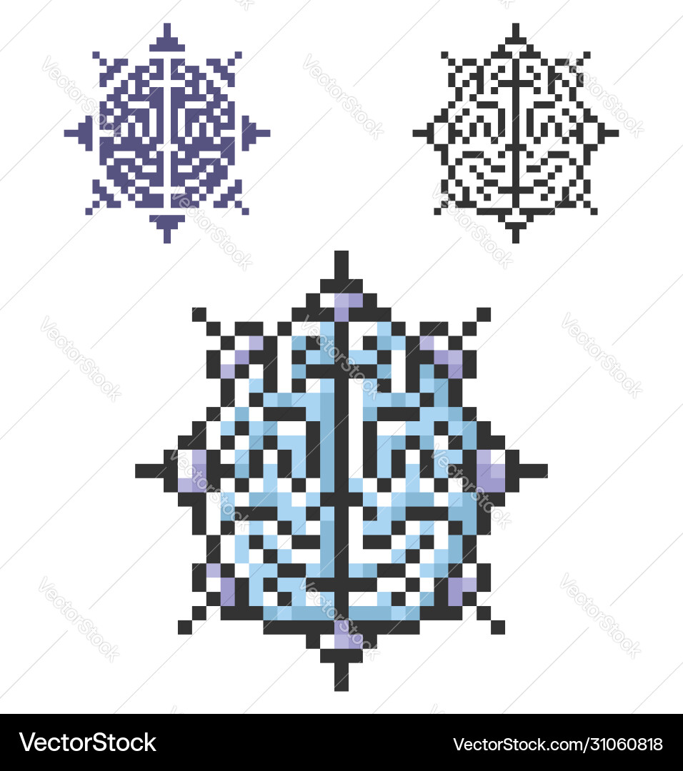 Pixel icon brain as central processing unit Pixel icon brain as central processing unit vector image