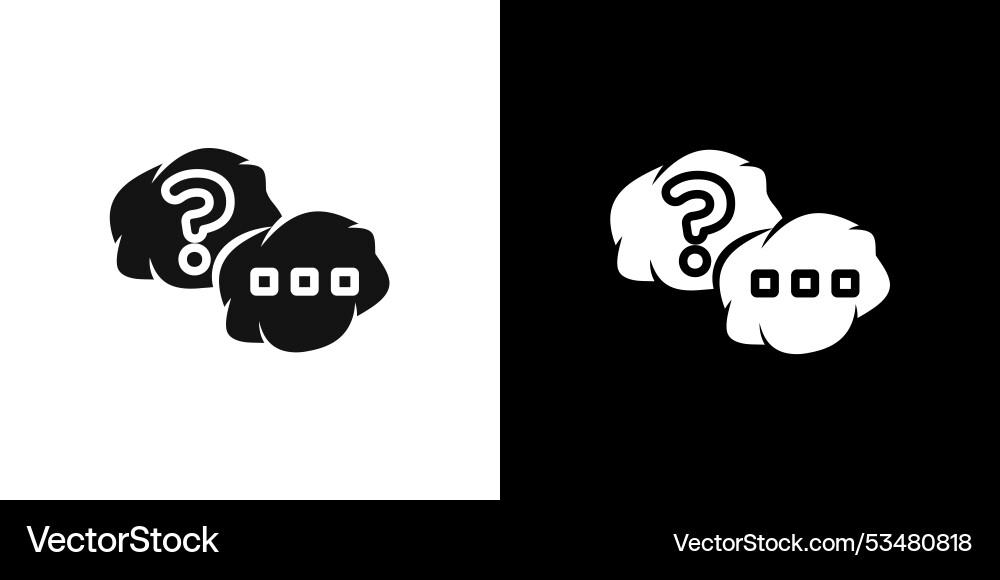 Questions and answers icon flat set outline vector image