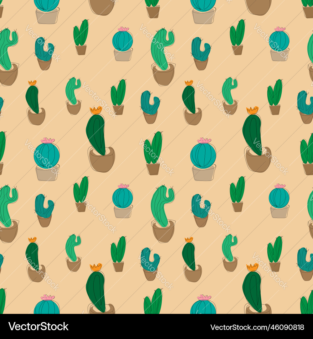 Seamless pattern set of cacti Vector Image
