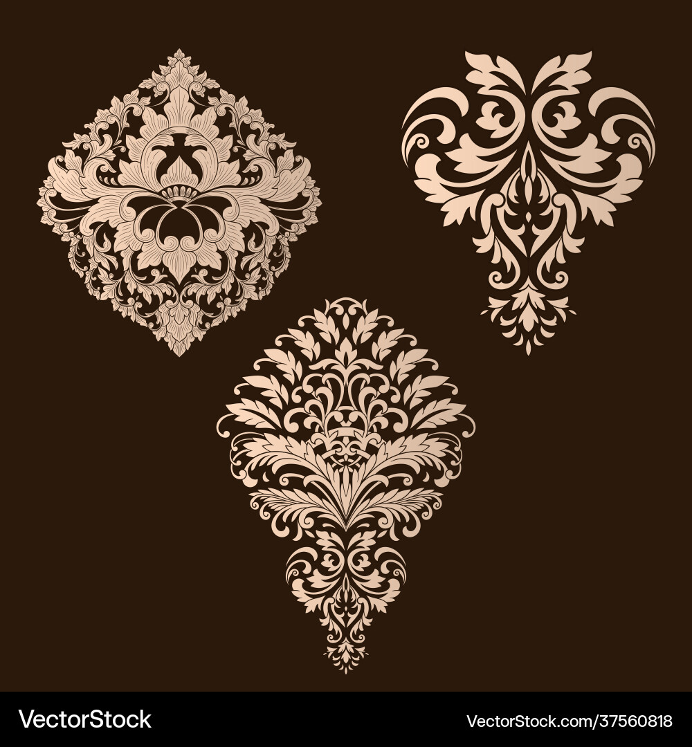 Set Damask Zierelemente elegant Set Damask Zierelemente elegant vektorbild