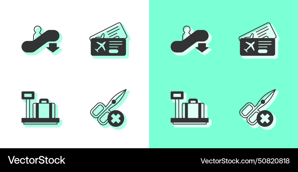 Set no scissors escalator down scale Set no scissors escalator down scale vector image