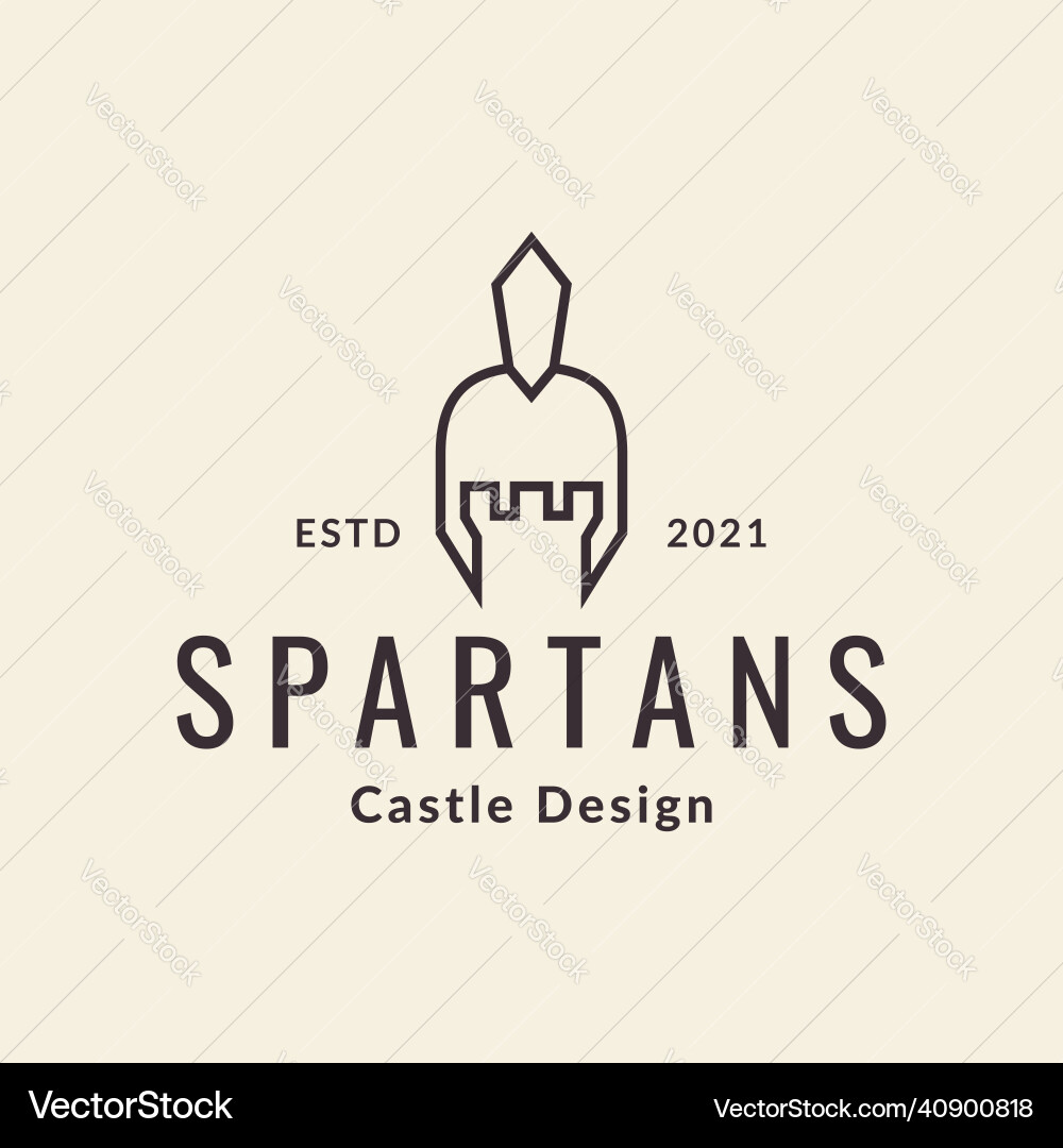 Spartan mit Schloss Linie Logo Design Grafik Spartan mit Schloss Linie Logo Design Grafik vektorbild
