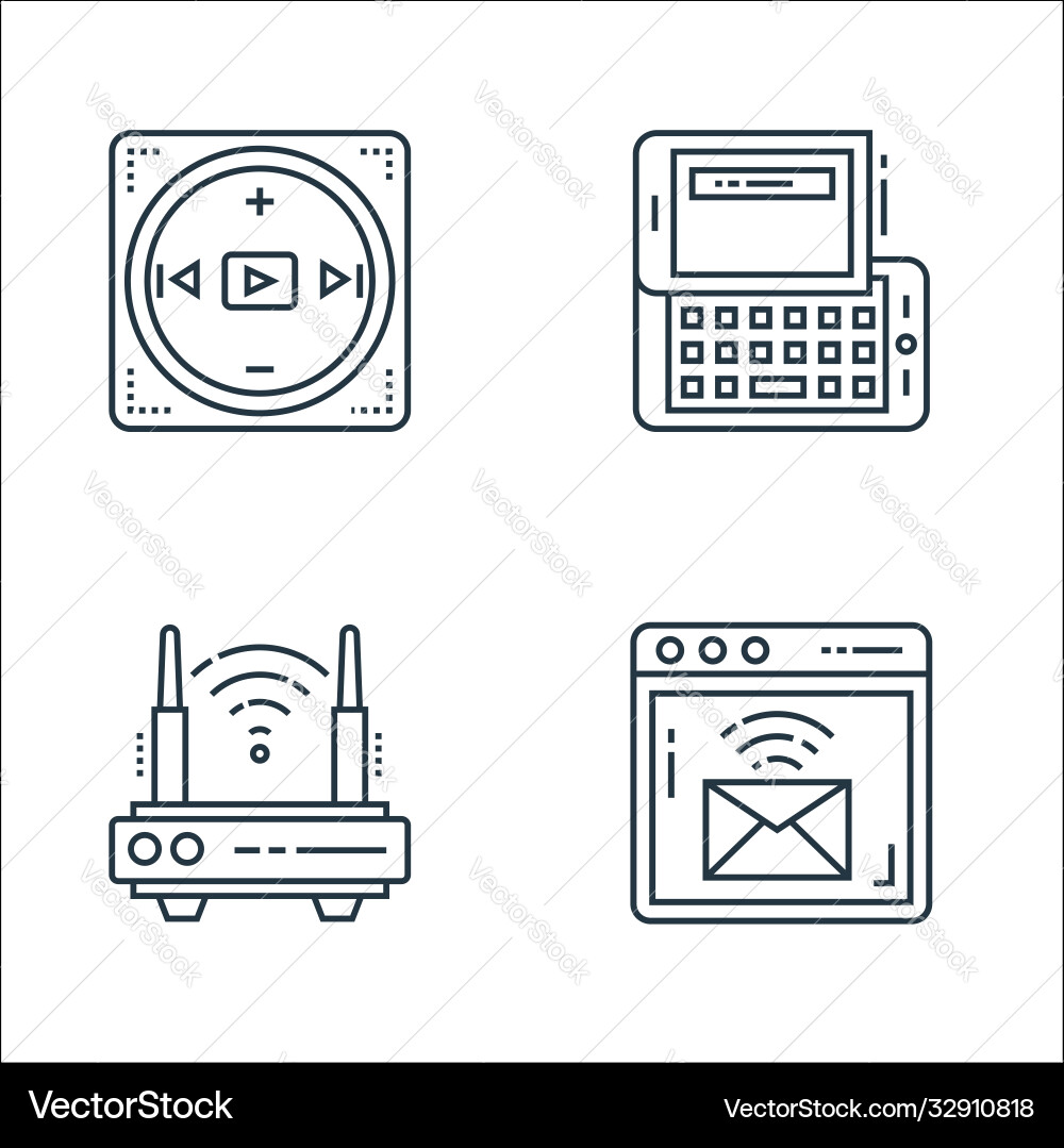 Technology devices line icons linear set quality Technology devices line icons linear set quality vector image