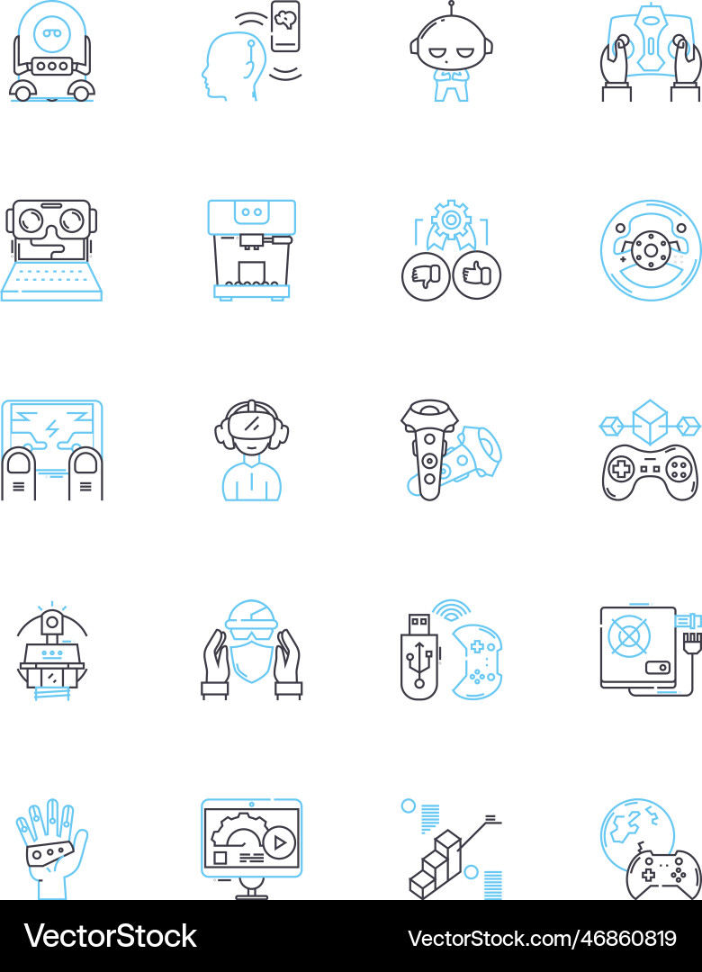 Artificial analytics linear icons set machine Artificial analytics linear icons set machine vector image