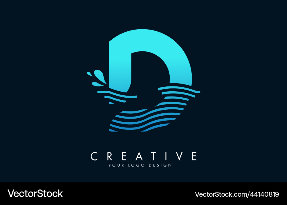 Blaues d Buchstaben-Logo mit Wellen und Wassertropfen Blaues d Buchstaben-Logo mit Wellen und Wassertropfen vektorbild