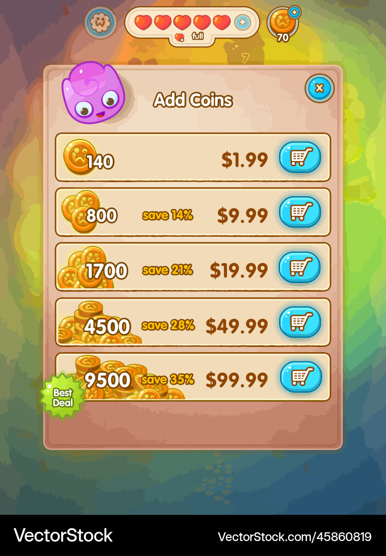 Complete set of level button game ui pop-up icon Vector Image