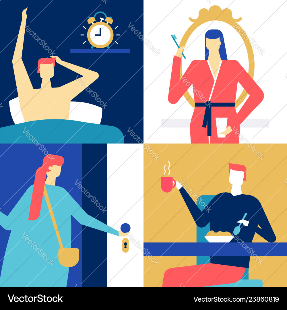 Daily routine - flat design style colorful Daily routine - flat design style colorful vector image