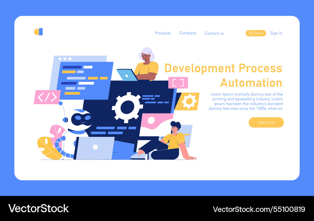 Development process automation flat Development process automation flat vector image