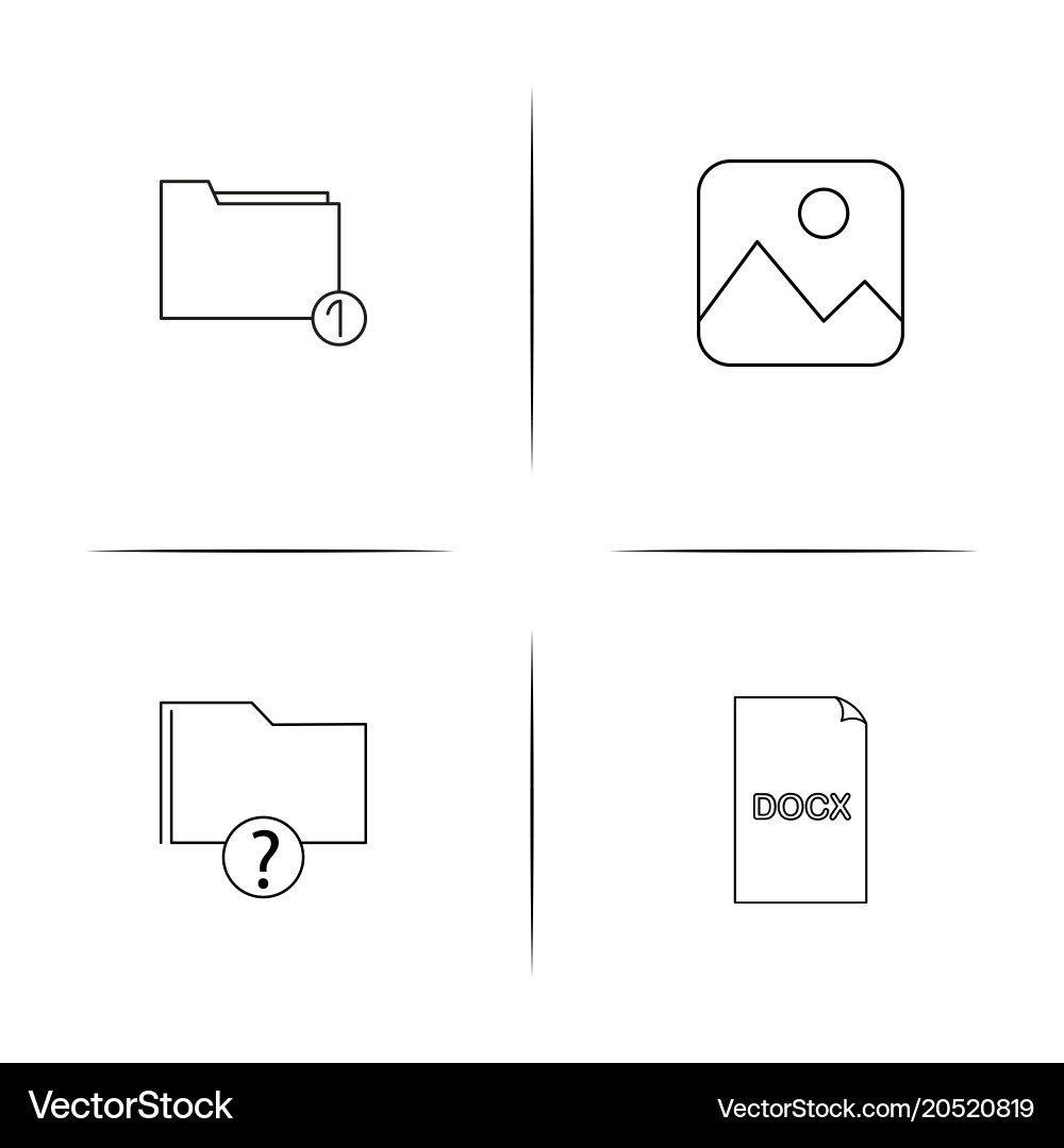 Files and folders sign simple linear icons set vector image