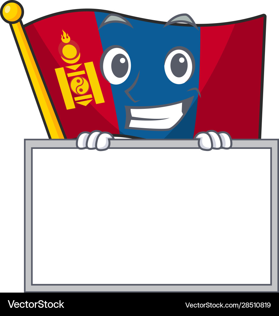 Flag mongolia scroll cartoon character style Flag mongolia scroll cartoon character style Vector Image