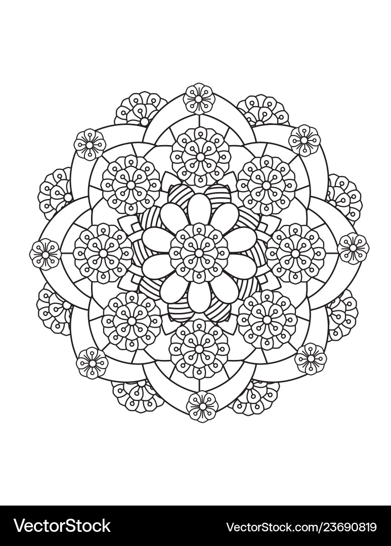 Floral Mandala Coloring Page Vector Image