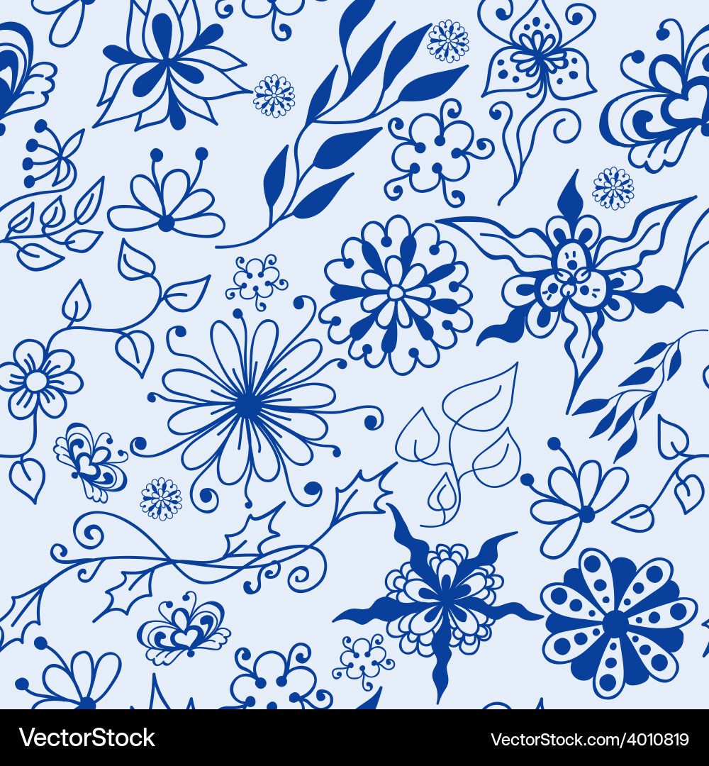 Floral Seamless Doodle Pattern Royalty Free Vector Image