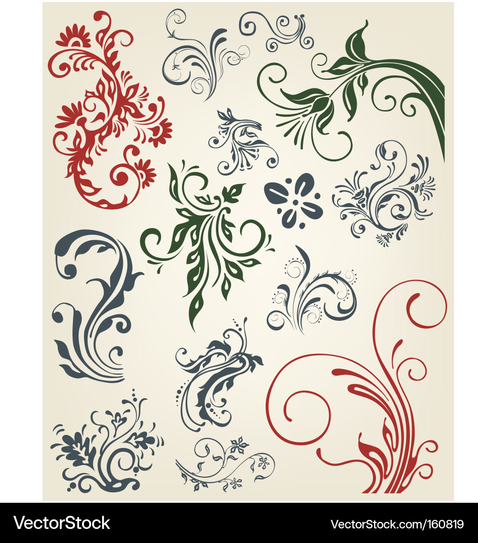 Floral Swirl Elements Vector Image