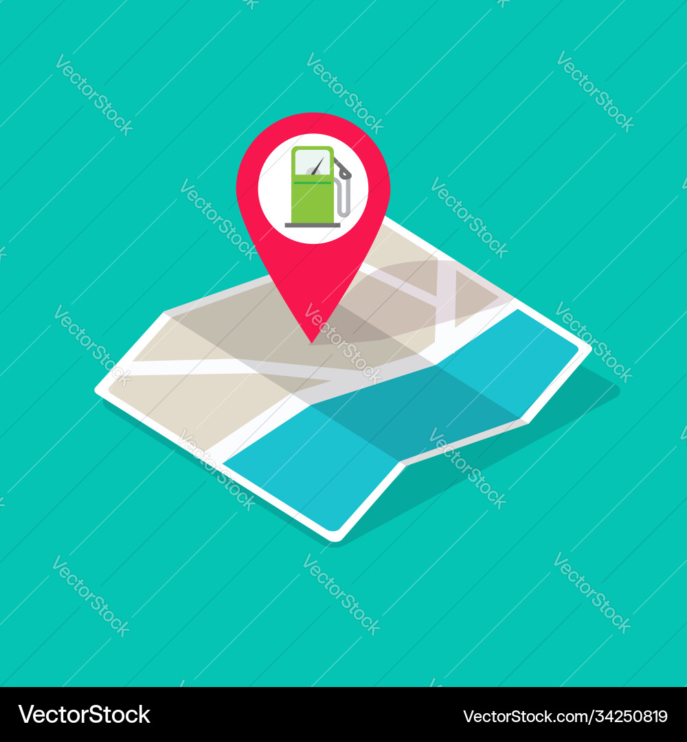 Gas petrol fuel station on city map location vector image