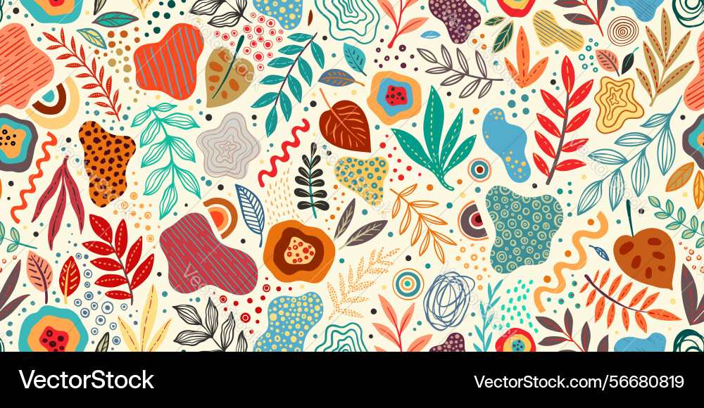 Hand drawn minimal bright abstract shapes pattern Vector Image