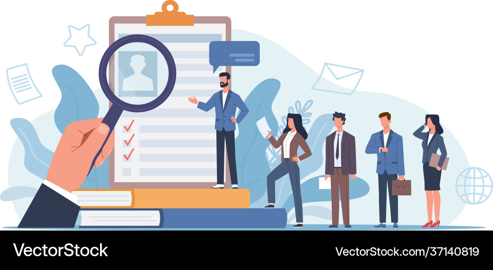 Hr agency applicants queue for consideration vector image