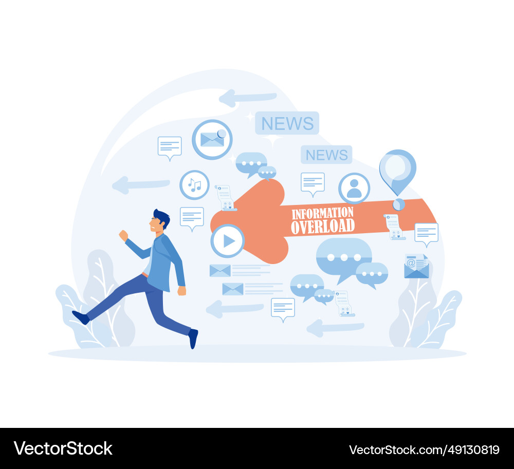 Input overloading information overload concept Vector Image