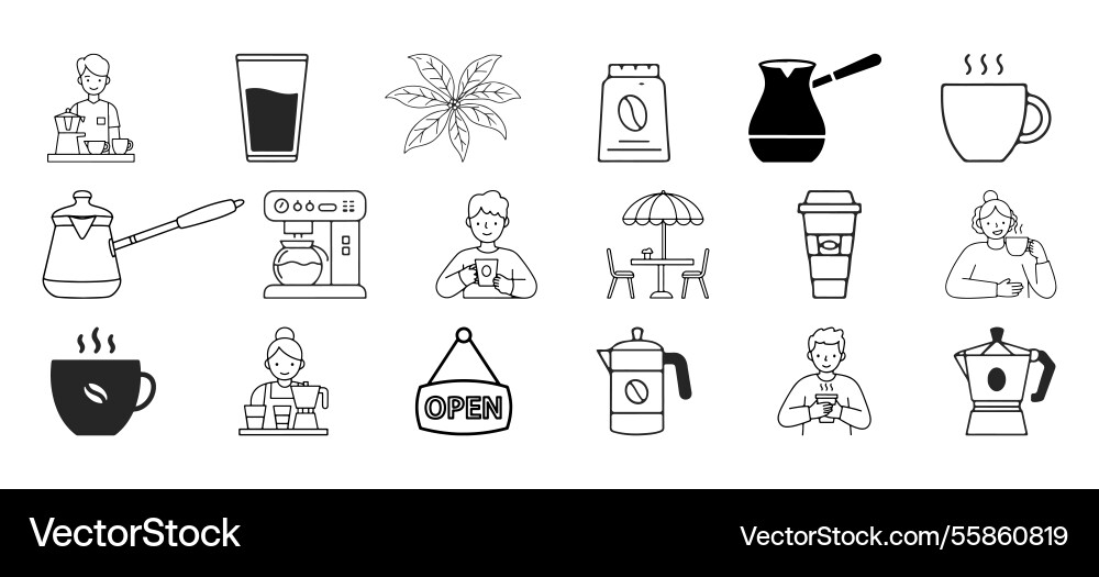 Minimalist outline icon set designed specifically Vector Image