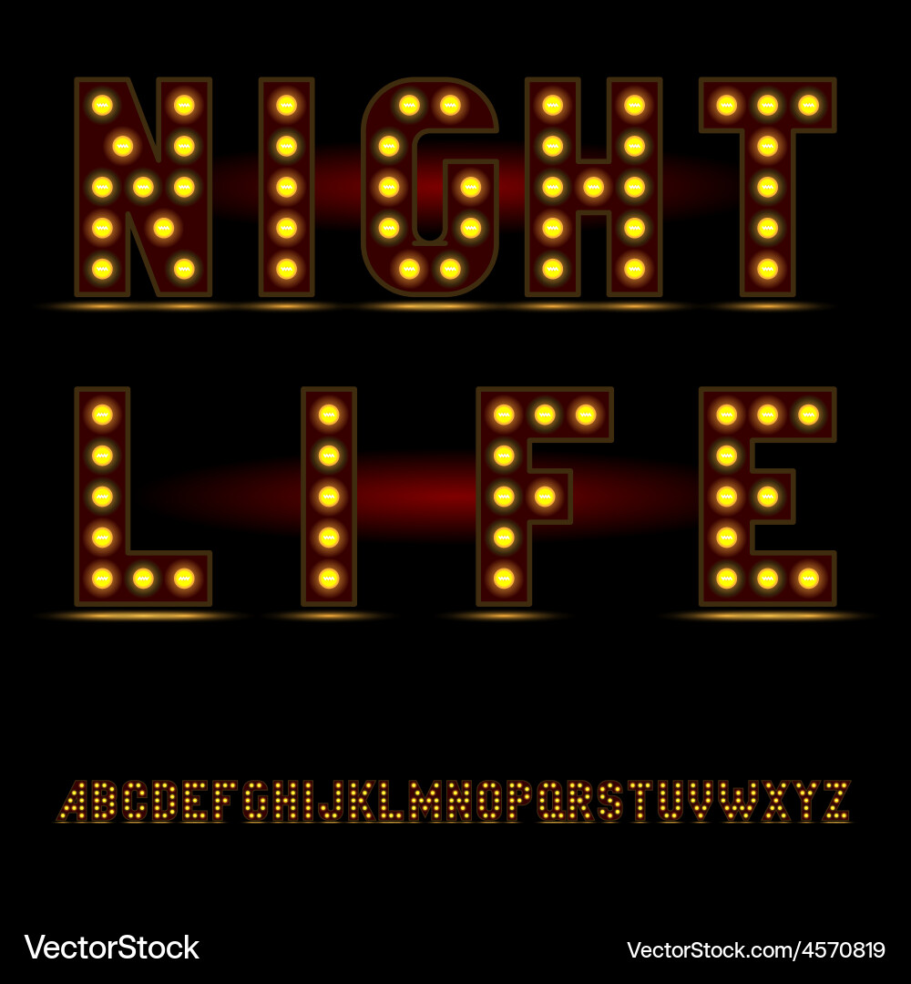 Neon Light Alphabet Font Vector Image