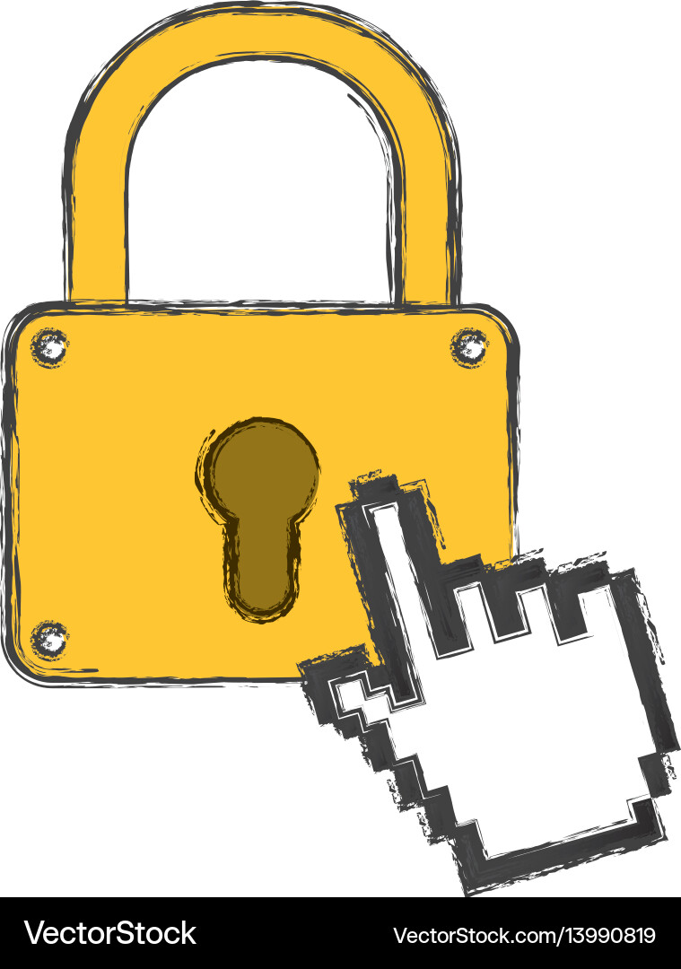 Padlock security pointer hand Vector Image