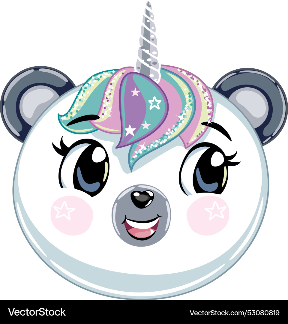 Panda bear with unicorn horn Panda bear with unicorn horn vector image
