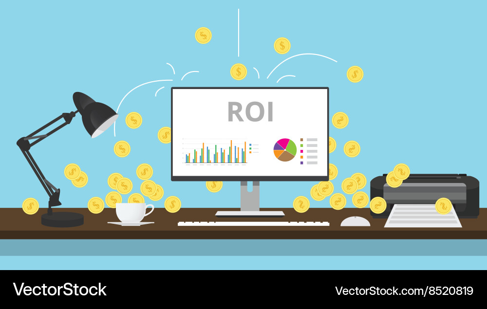 Return on Investment Graph with Coins vector image