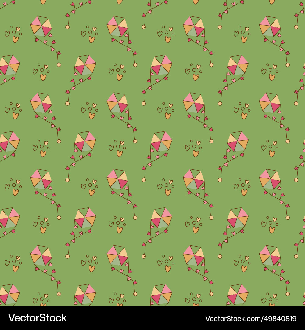 Seamless pattern with kite and heart shapes Seamless pattern with kite and heart shapes vector image