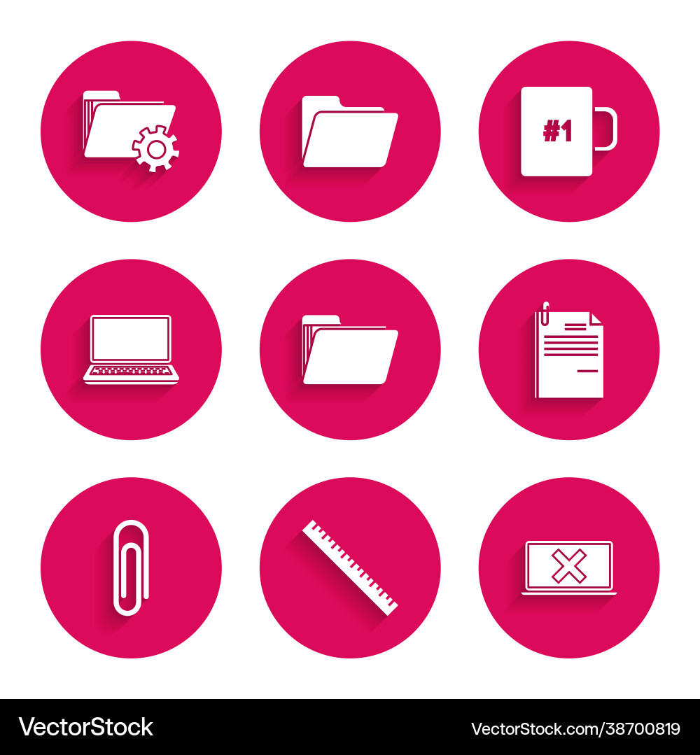 Set document folder ruler laptop and cross mark vector image