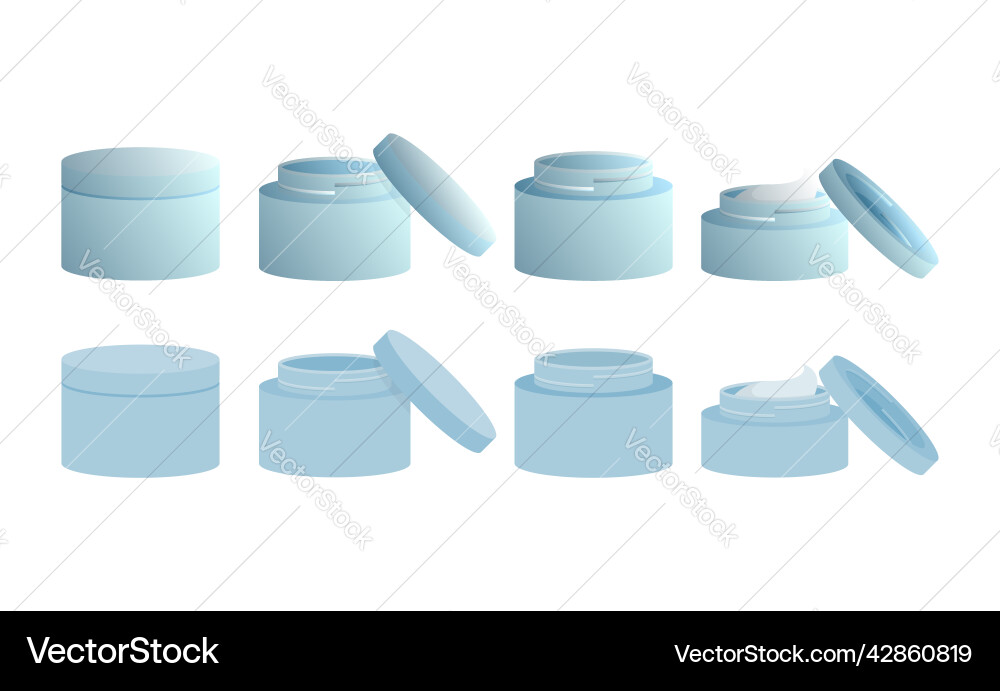 Set of cream jars in gradient and flat styles Vector Image