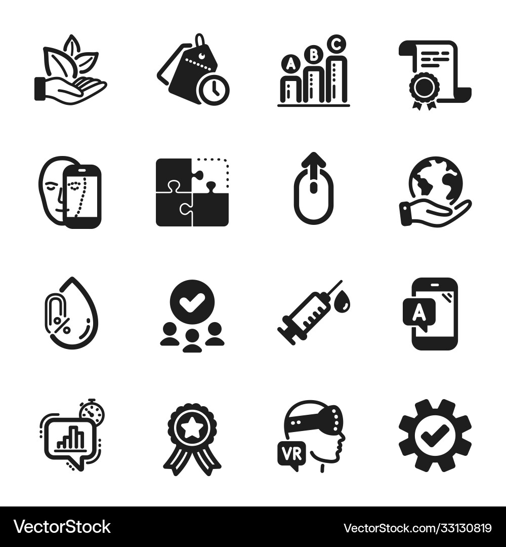 Set science icons such as puzzle ab testing Set science icons such as puzzle ab testing vector image