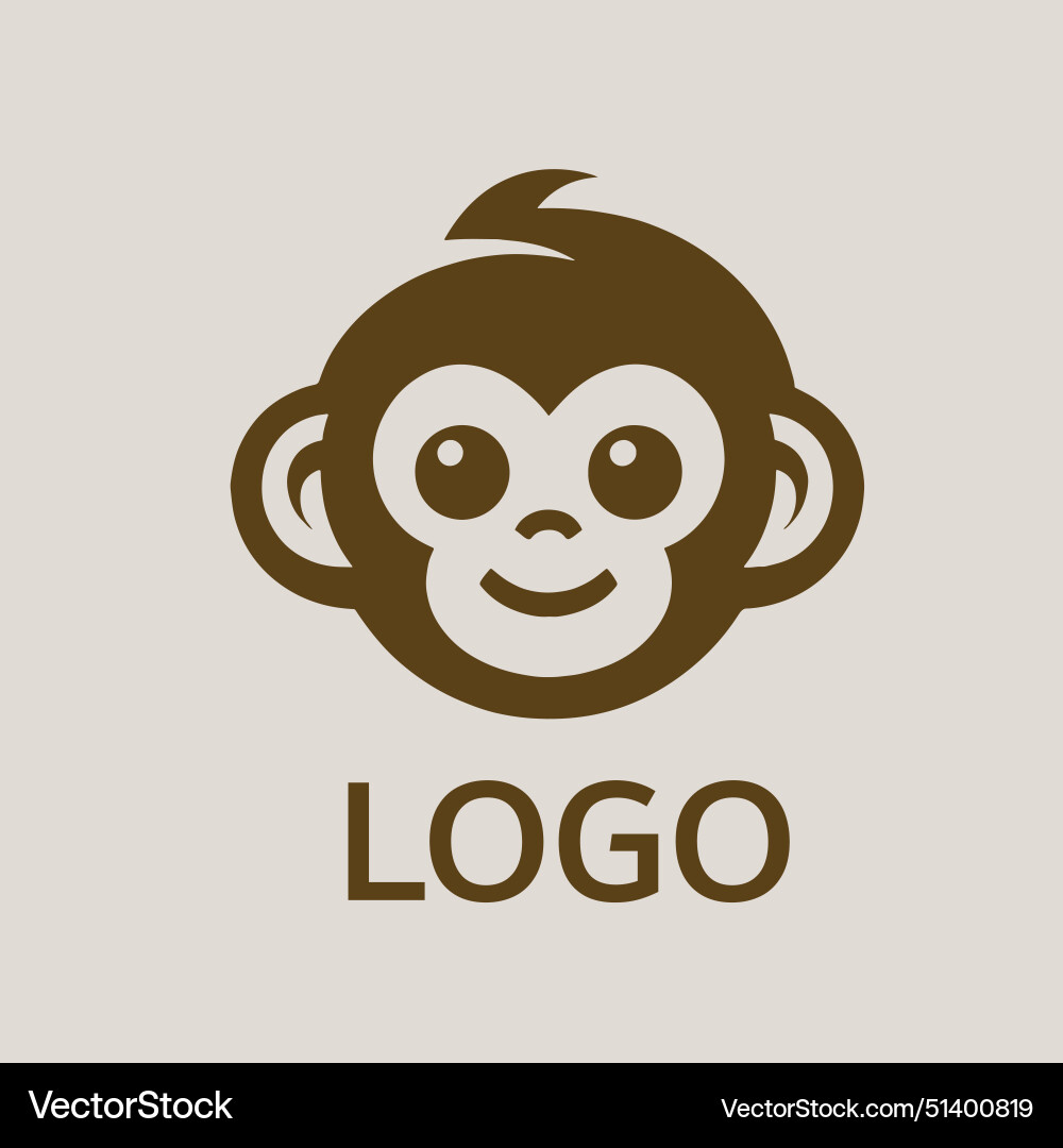 Six Monkey Baby Faces - Minimalist Smile Logo Vector Image
