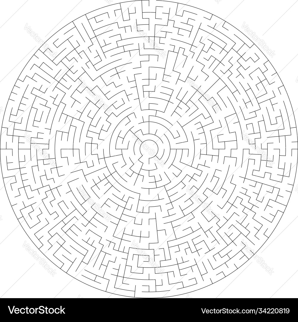 Solvable circle circular maze labyrinth puzzle vector image
