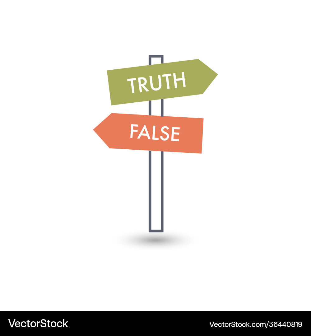 True and false signpost problem solving concept Vector Image