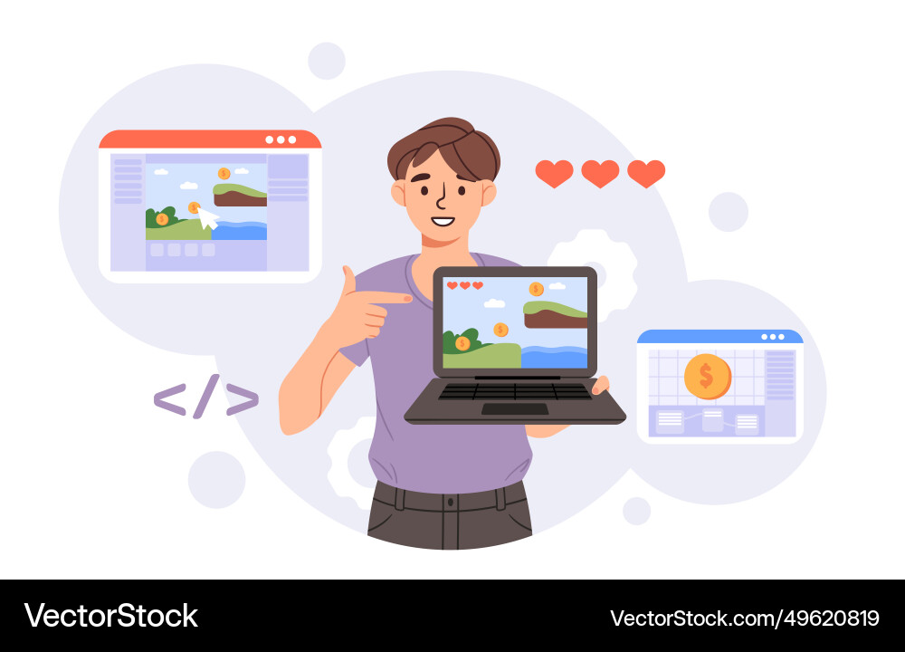 Video game developer concept Video game developer concept Vector Image