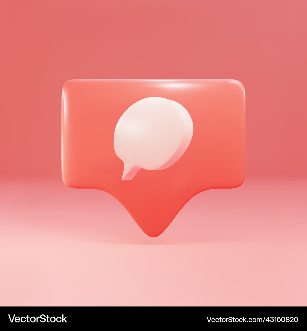 3d message notification icon social network app 3d message notification icon social network app vector image