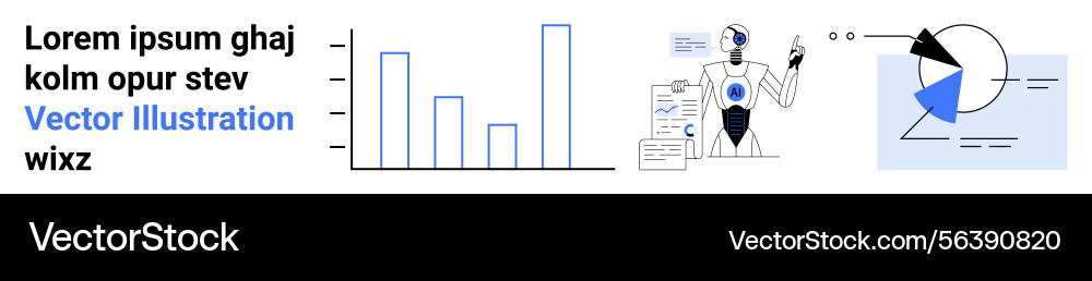 Ai assistant analyzing data with bar chart and pie Vector Image