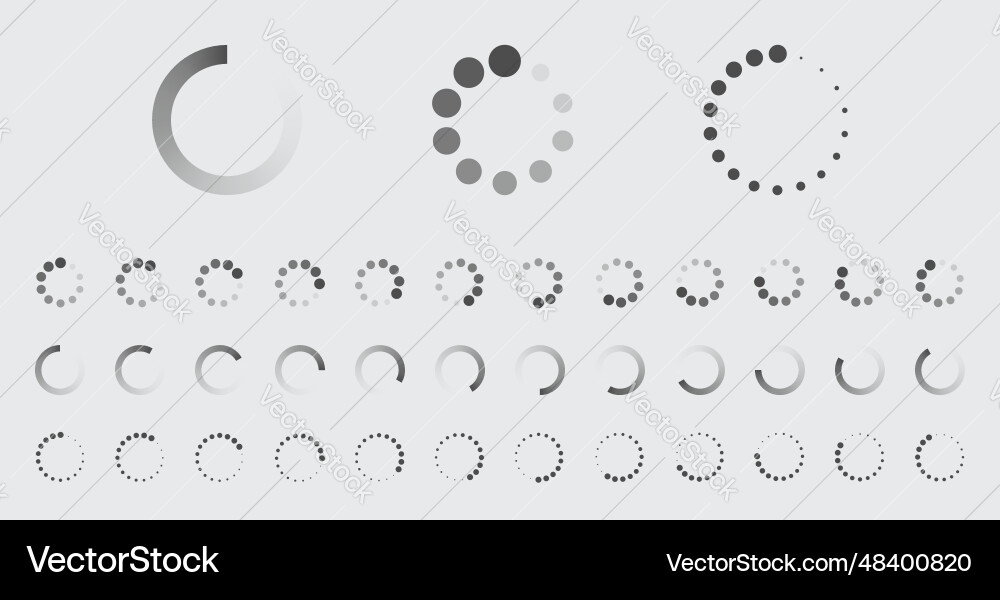 Circular loading buffering icons set Circular loading buffering icons set vector image