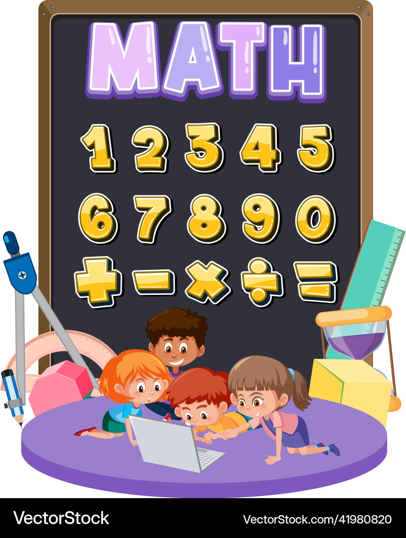 Counting number 0 to 9 and math symbols Vector Image