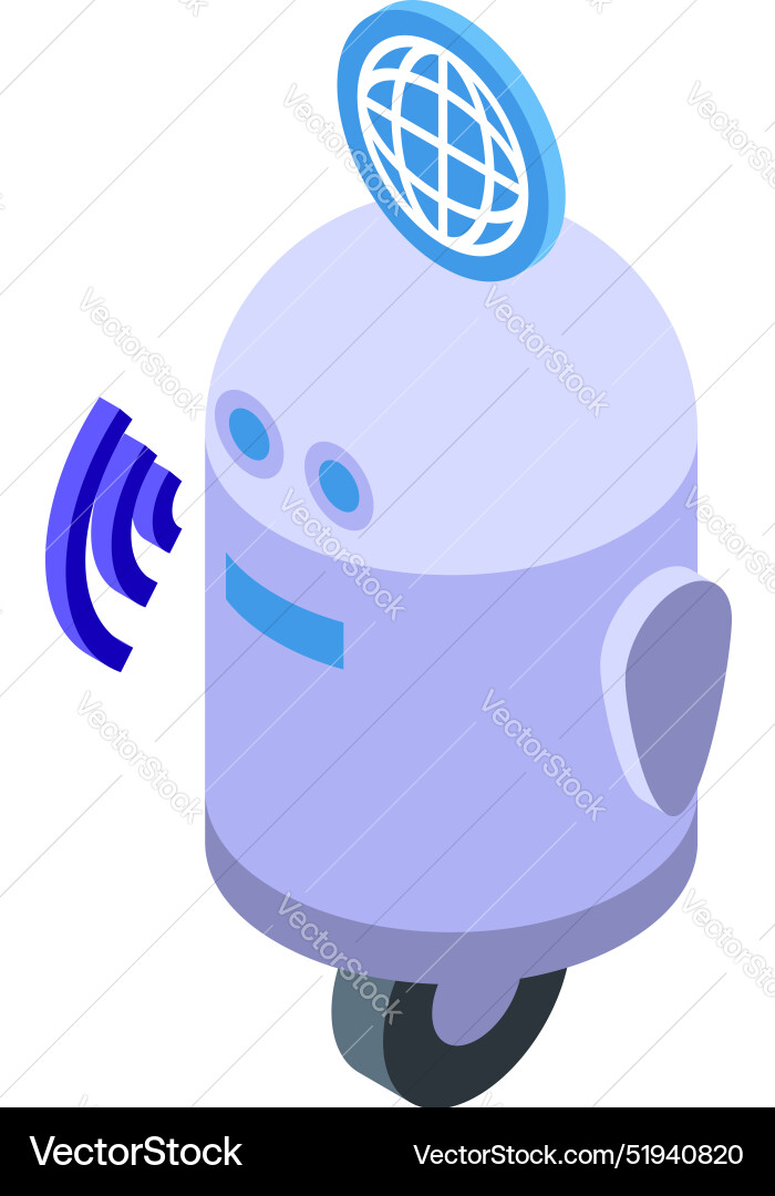 Global network robot communicating using wifi Global network robot communicating using wifi vector image
