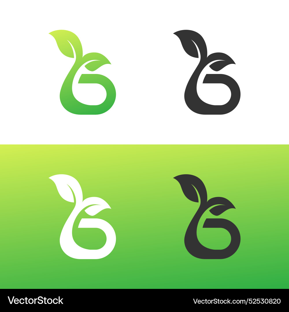Letter b leaf logo design Royalty Free Vector Image