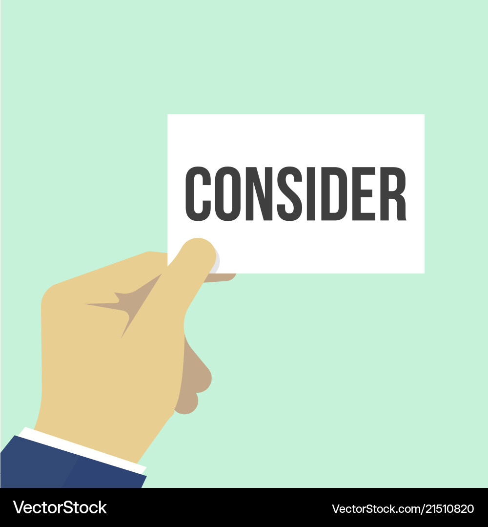 Man showing paper consider text Man showing paper consider text vector image