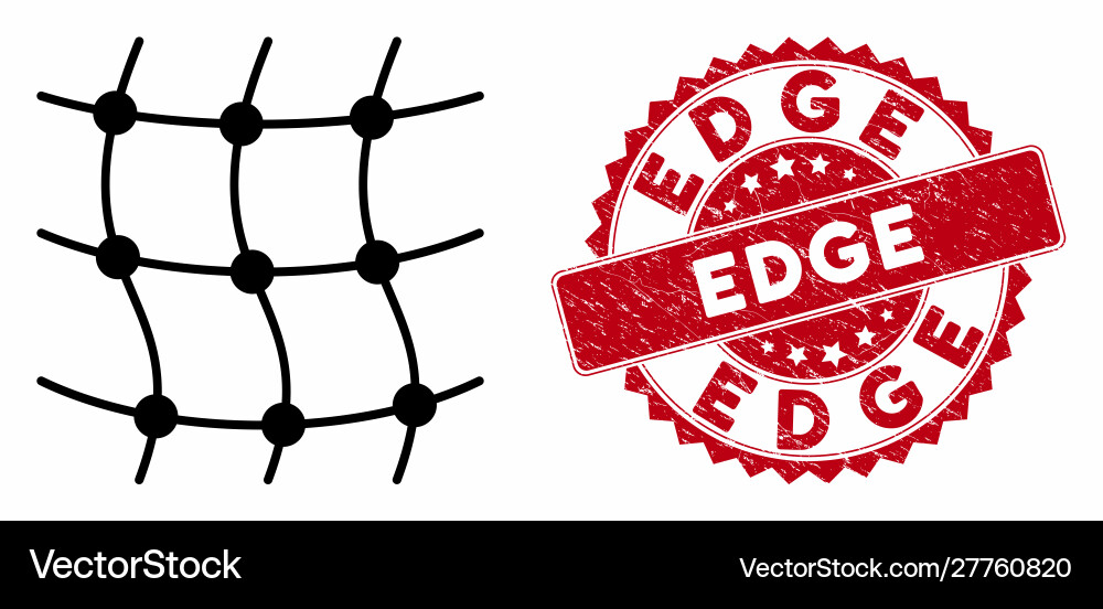 Mesh network icon with scratched edge seal Mesh network icon with scratched edge seal vector image