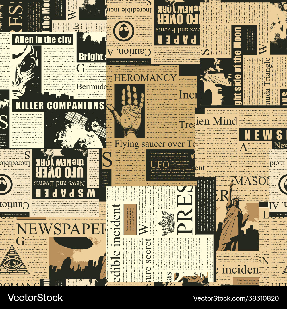 Newspaper Collage Pattern Royalty Free Vector Image