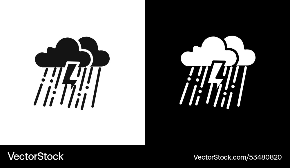 Rain icon flat set outline Royalty Free Vector Image