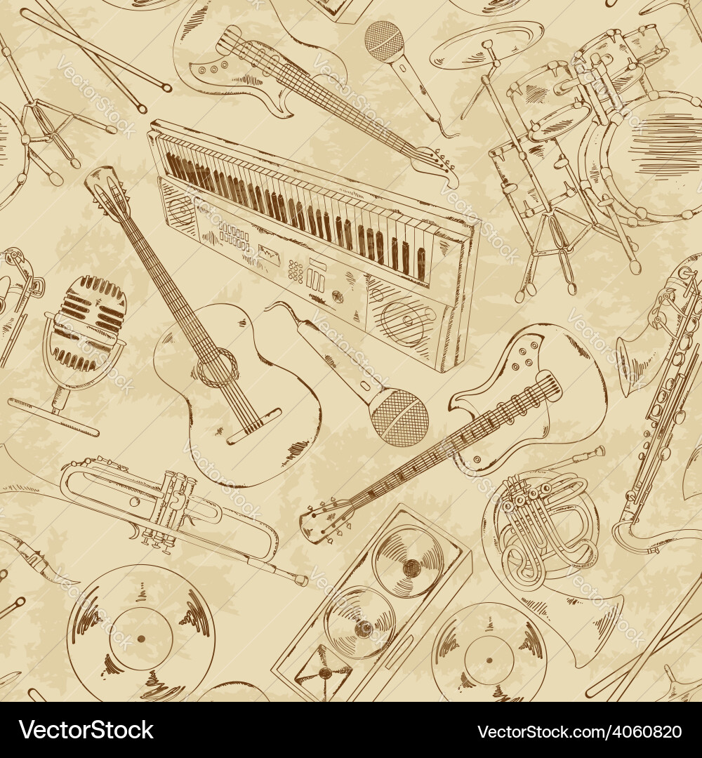 Seamless pattern of musical instruments vector image